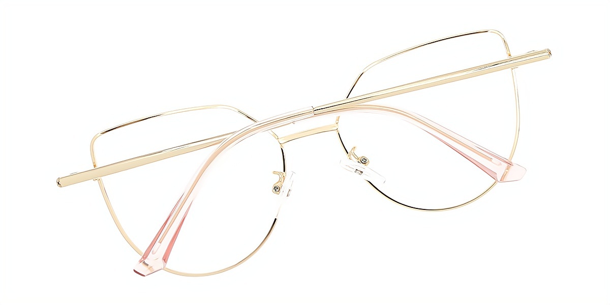 Pink Butterfly Elegant Sun-clip Metal Eyeglasses