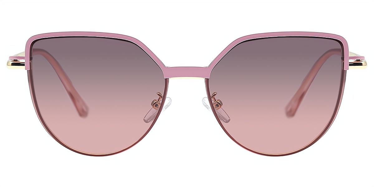 Pink Butterfly Elegant Sun-clip Metal Eyeglasses