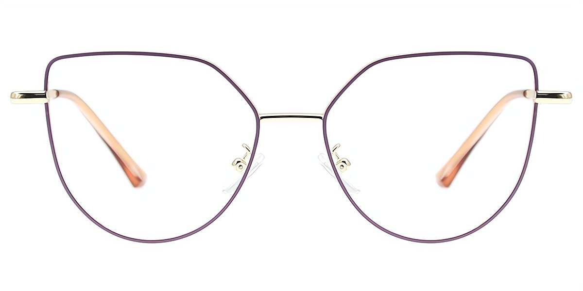 Purple Butterfly Elegant Sun-clip Metal Eyeglasses