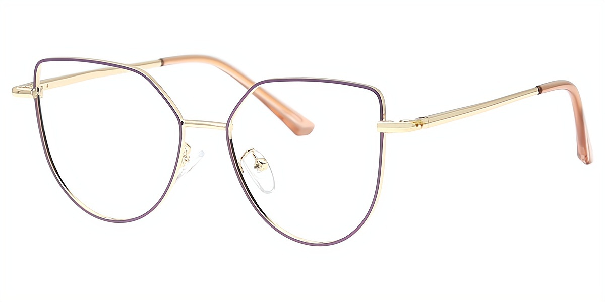 Purple Butterfly Elegant Sun-clip Metal Eyeglasses
