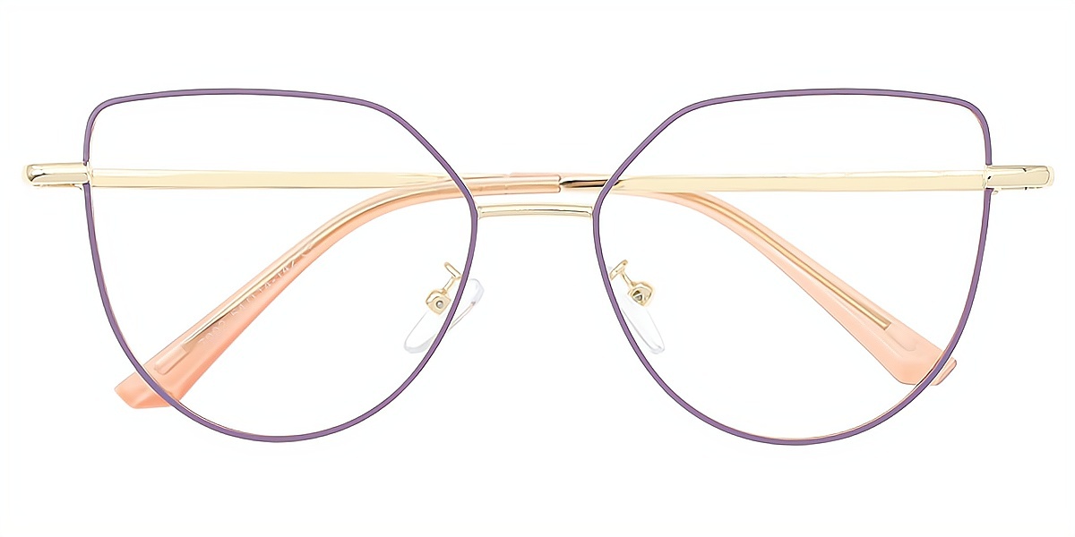 Purple Butterfly Elegant Sun-clip Metal Eyeglasses