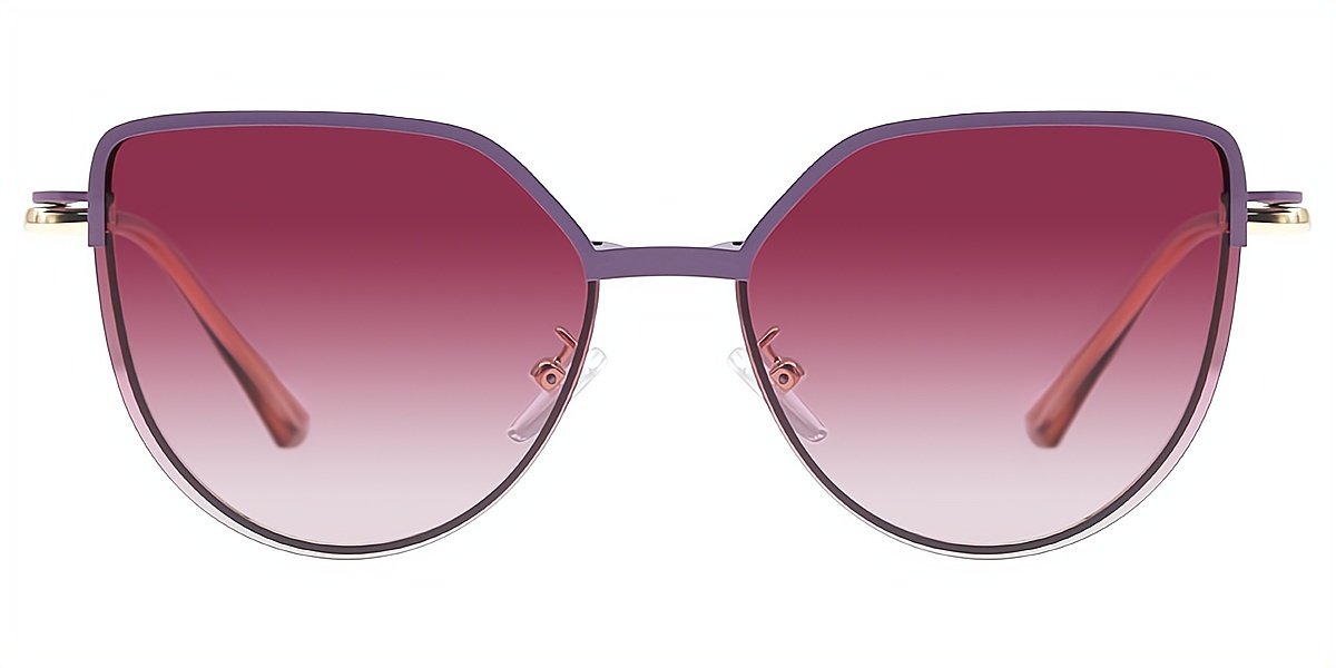 Purple Butterfly Elegant Sun-clip Metal Eyeglasses