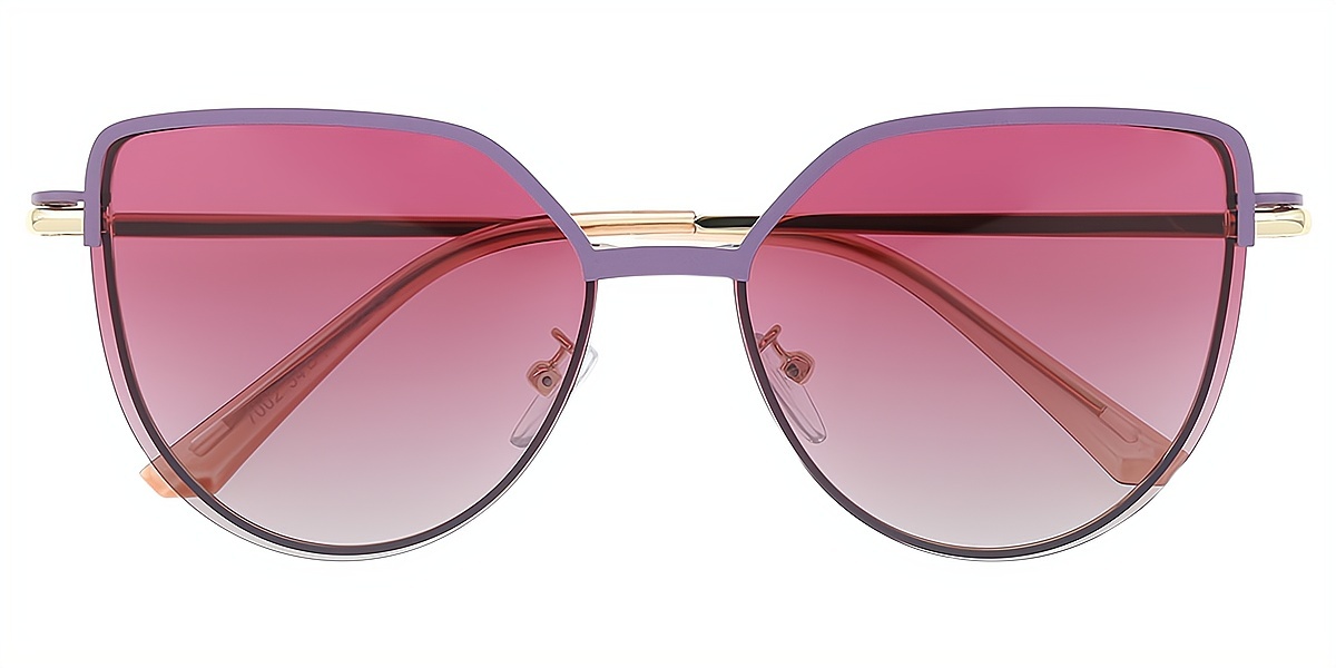 Purple Butterfly Elegant Sun-clip Metal Eyeglasses