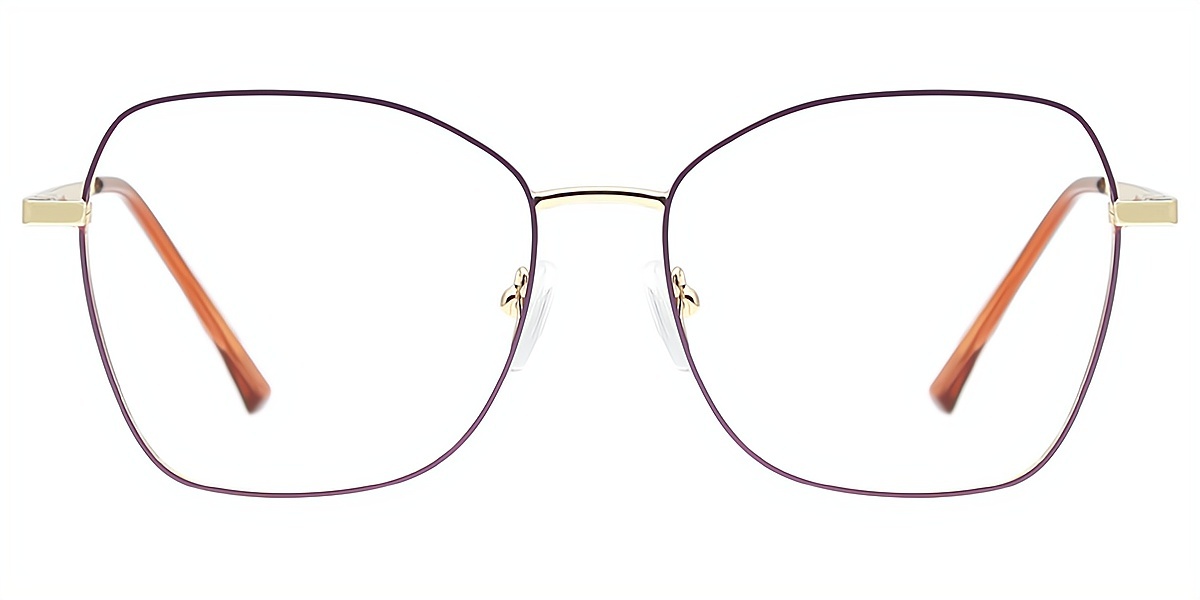 Purple Butterfly Refined Sun-clip Metal Eyeglasses