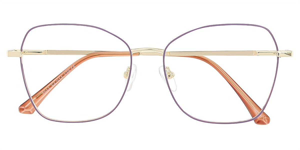 Purple Butterfly Refined Sun-clip Metal Eyeglasses