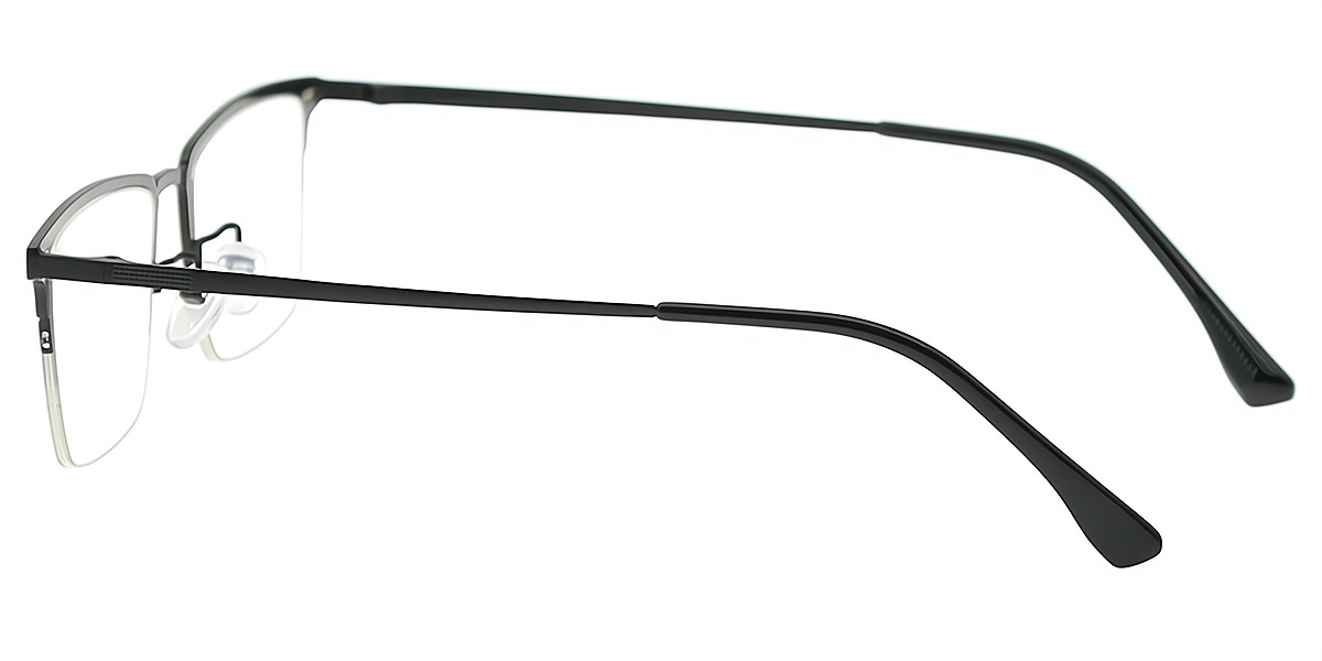 Black Rectangle Classic Sun-clip Metal Eyeglasses