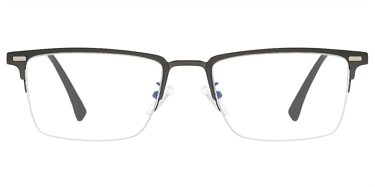 Gray Rectangle Classic Sun-clip Metal Eyeglasses