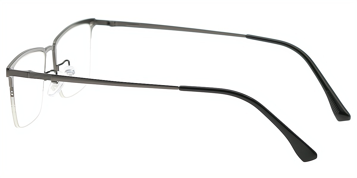 Gray Rectangle Classic Sun-clip Metal Eyeglasses