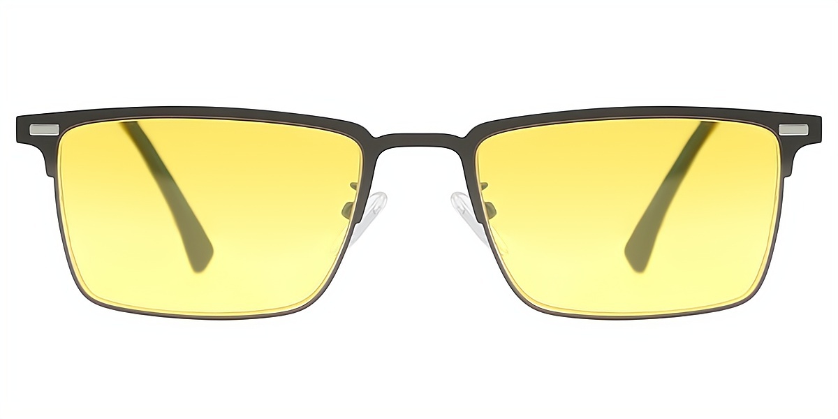 Gray Rectangle Classic Sun-clip Metal Eyeglasses