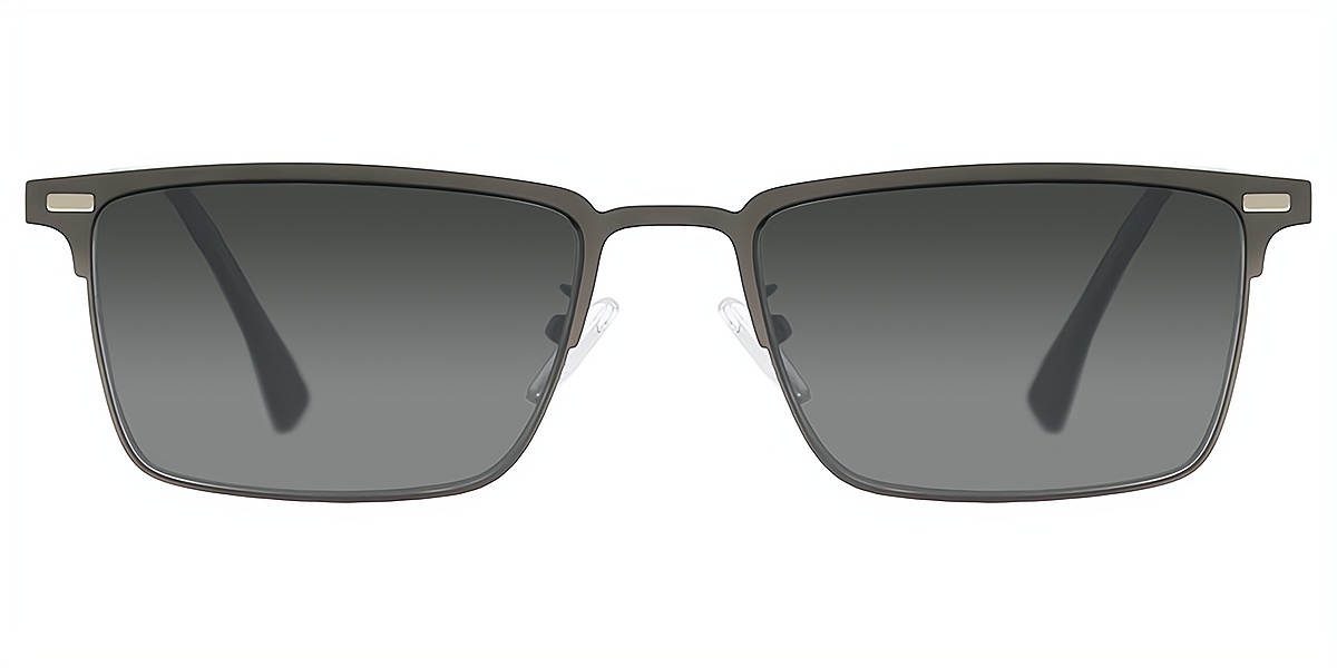 Gray Rectangle Classic Sun-clip Metal Eyeglasses