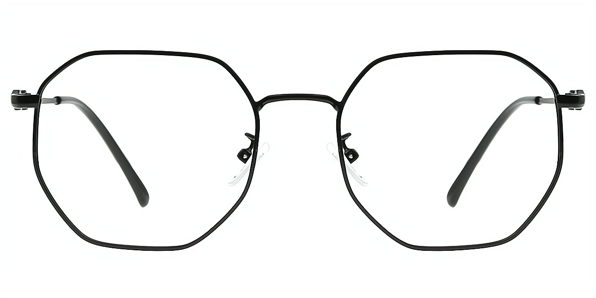 Black Geometric Simple Metal Eyeglasses