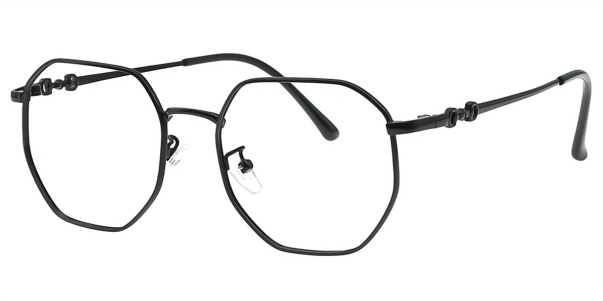 Black Geometric Simple Metal Eyeglasses