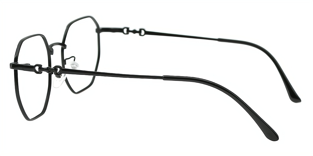 Black Geometric Simple Metal Eyeglasses