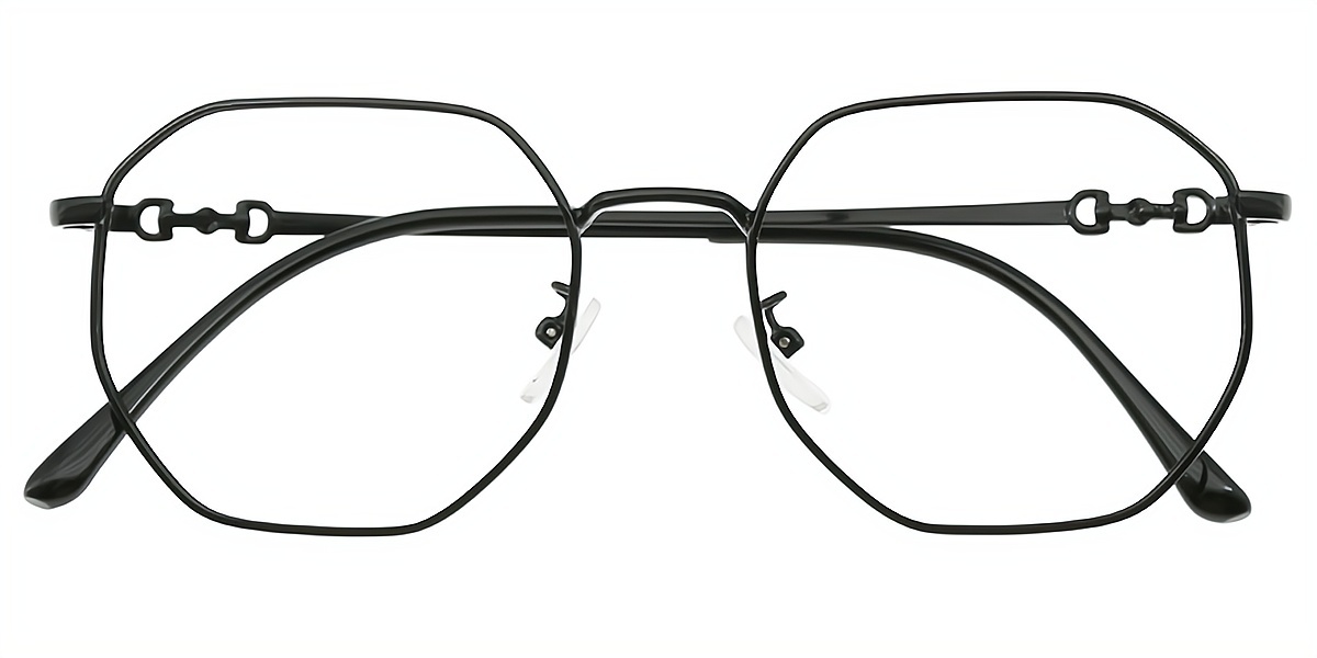 Black Geometric Simple Metal Eyeglasses