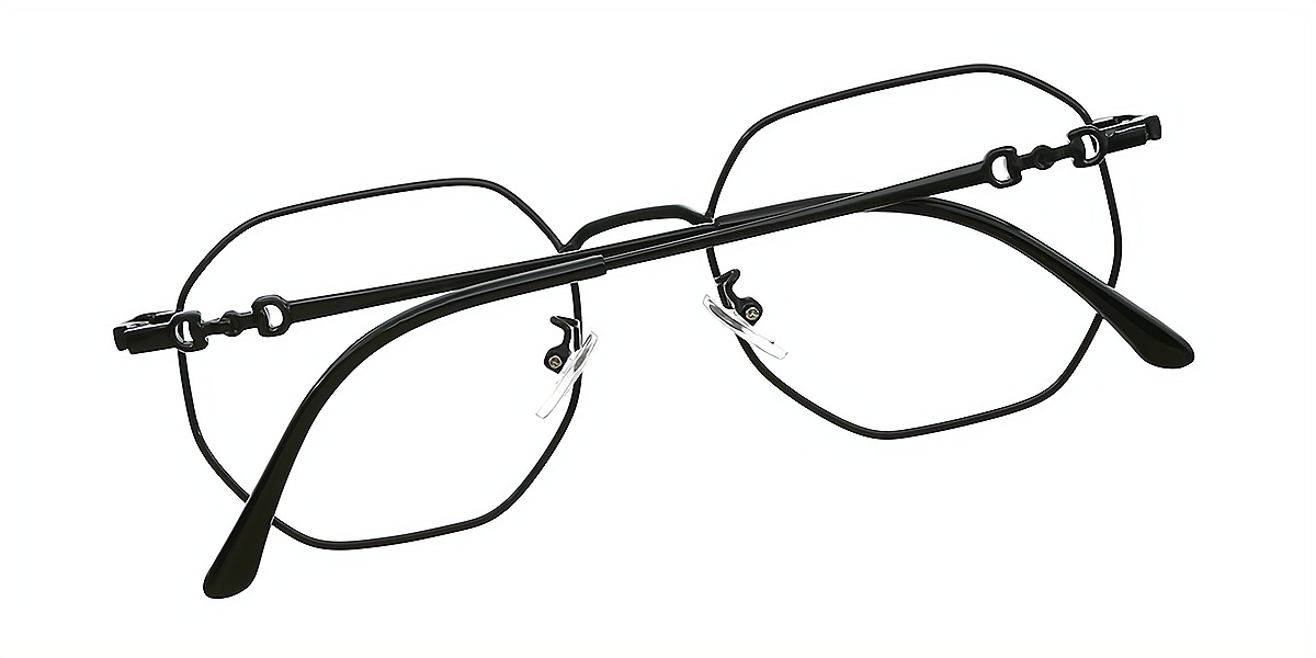 Black Geometric Simple Metal Eyeglasses