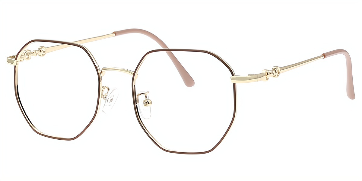 Brown Geometric Simple Metal Eyeglasses
