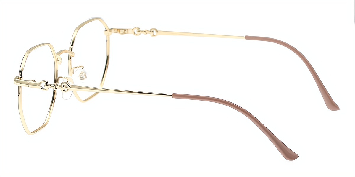Brown Geometric Simple Metal Eyeglasses
