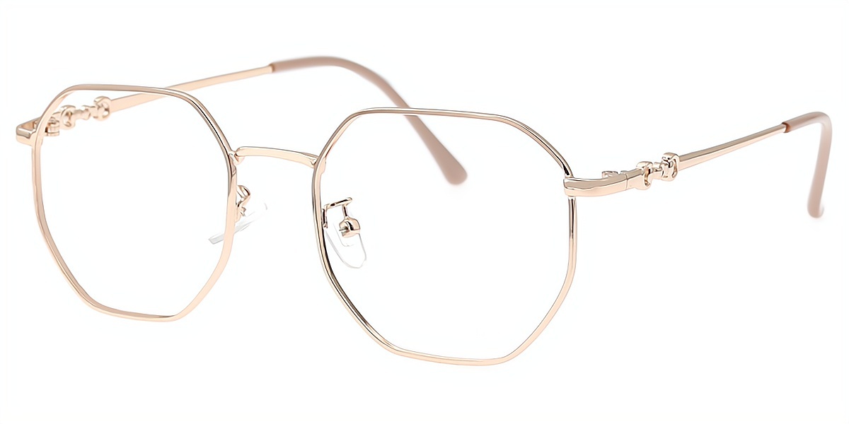 Golden Geometric Simple Metal Eyeglasses