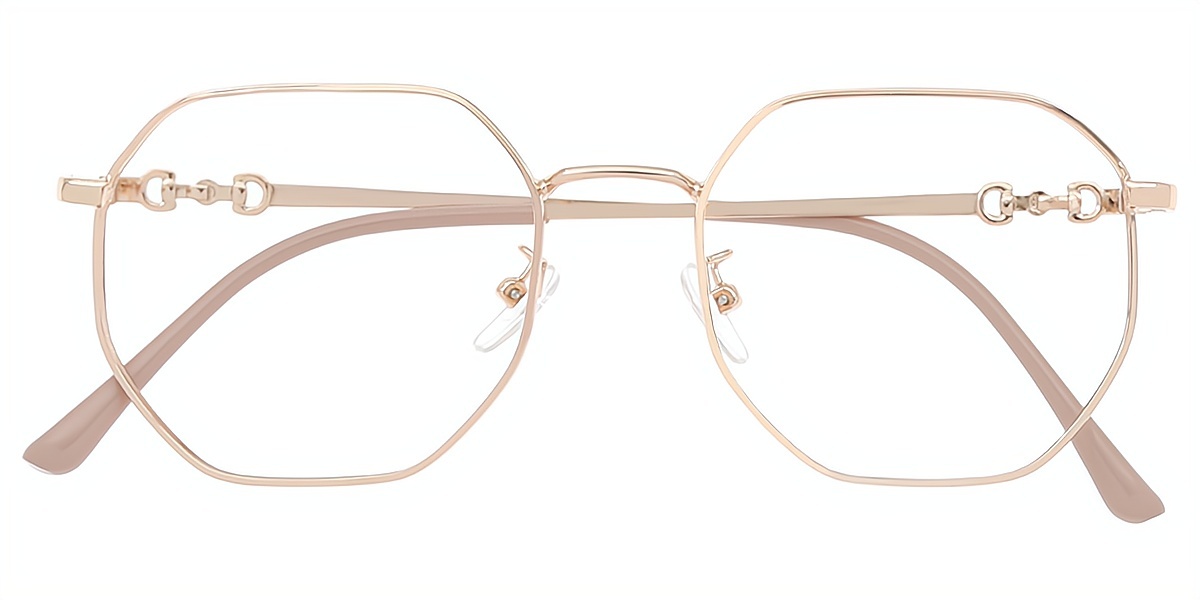 Golden Geometric Simple Metal Eyeglasses