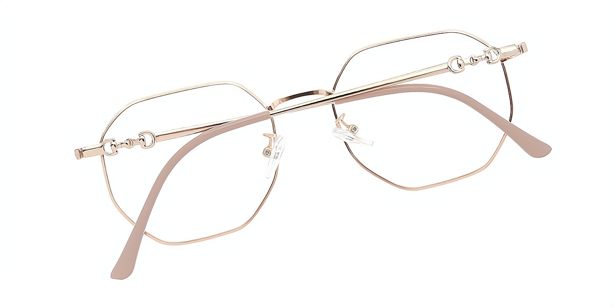 Golden Geometric Simple Metal Eyeglasses