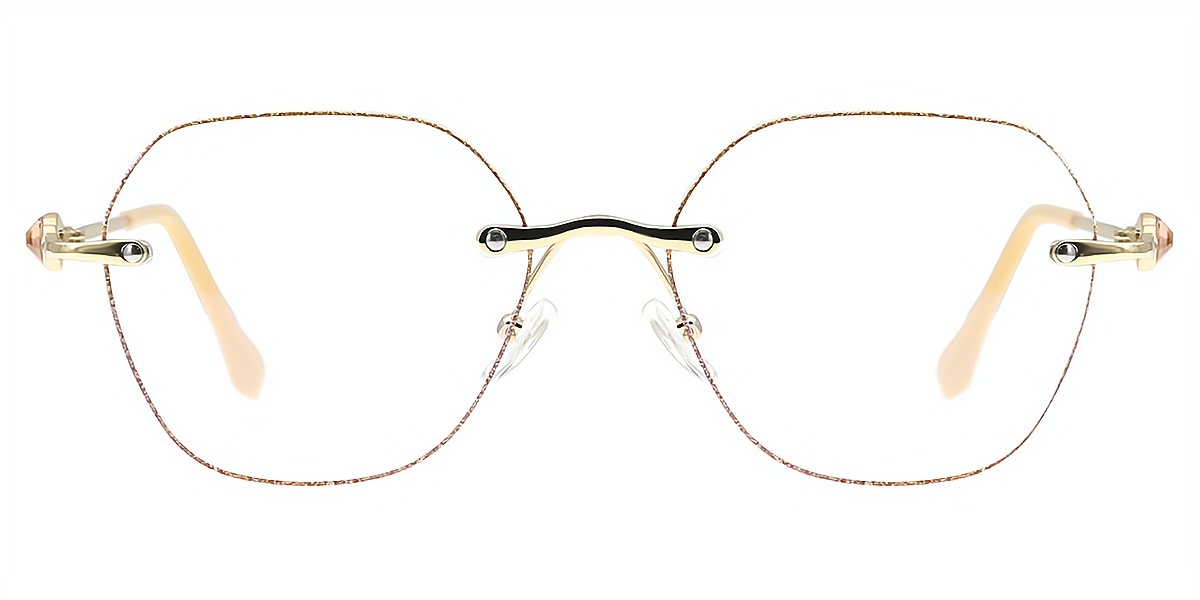 Golden Geometric Elegant Metal Eyeglasses