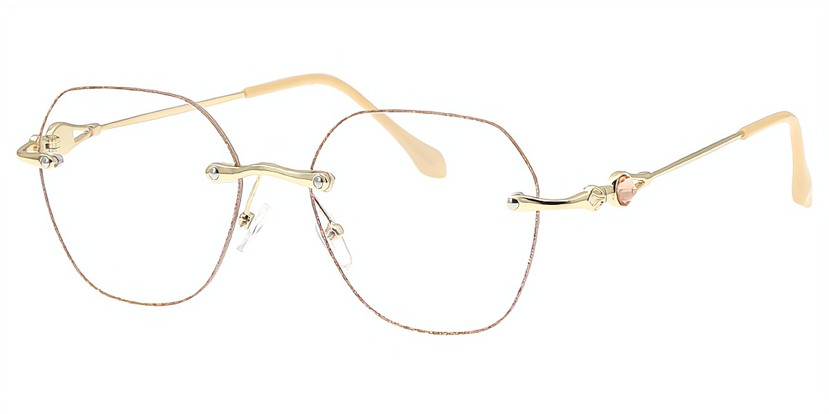 Golden Geometric Elegant Metal Eyeglasses