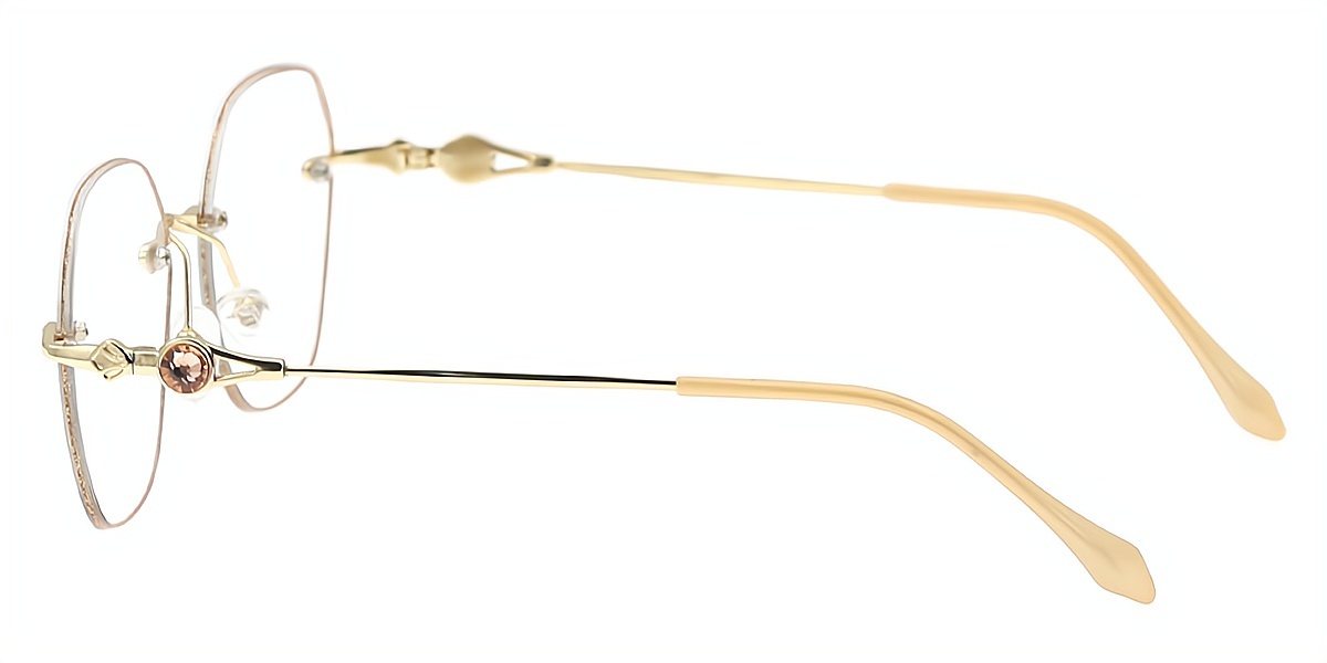 Golden Geometric Elegant Metal Eyeglasses