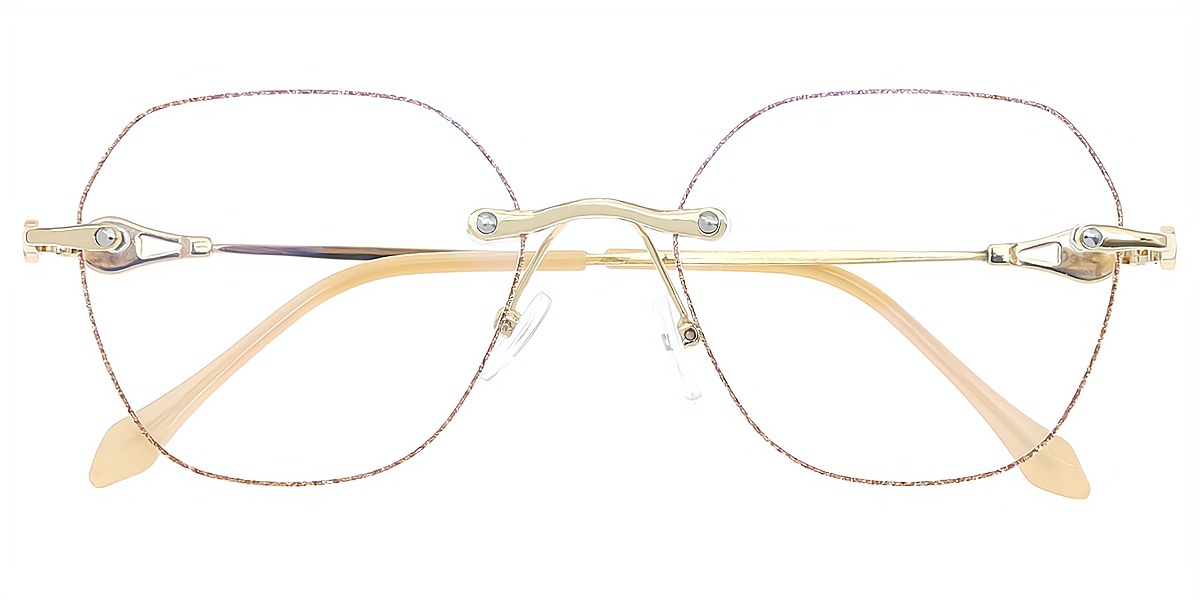 Golden Geometric Elegant Metal Eyeglasses