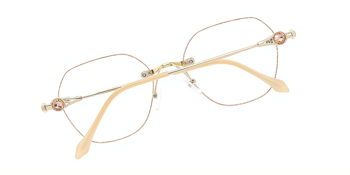 Golden Geometric Elegant Metal Eyeglasses