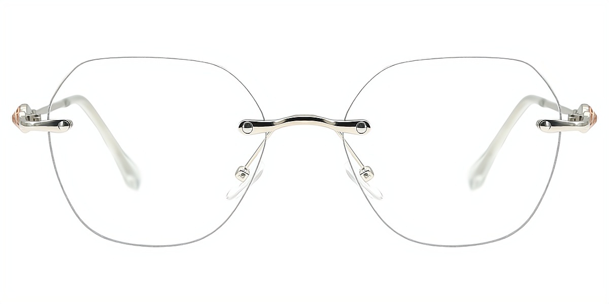 Silver Geometric Elegant Metal Eyeglasses