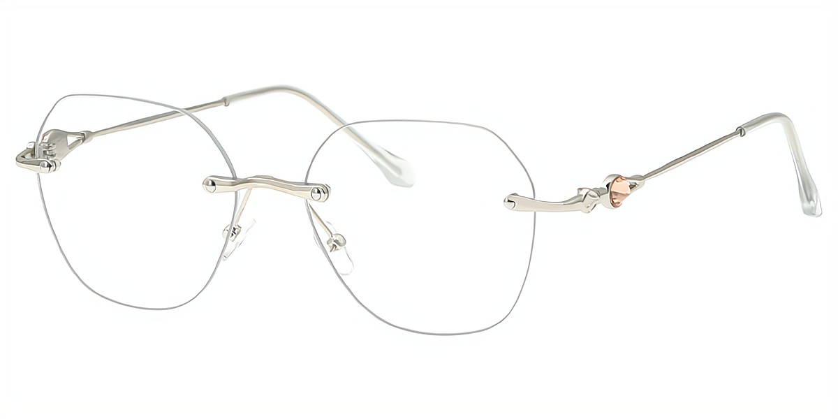 Silver Geometric Elegant Metal Eyeglasses
