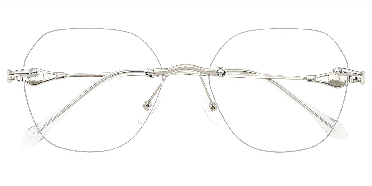Silver Geometric Elegant Metal Eyeglasses