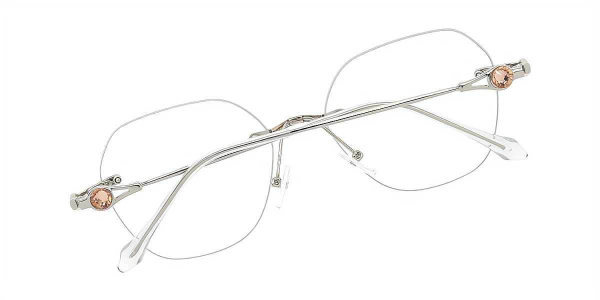 Silver Geometric Elegant Metal Eyeglasses