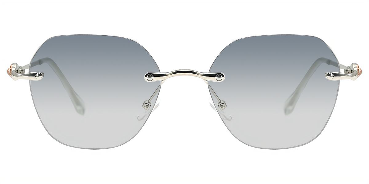 Silver Geometric Elegant Metal Eyeglasses