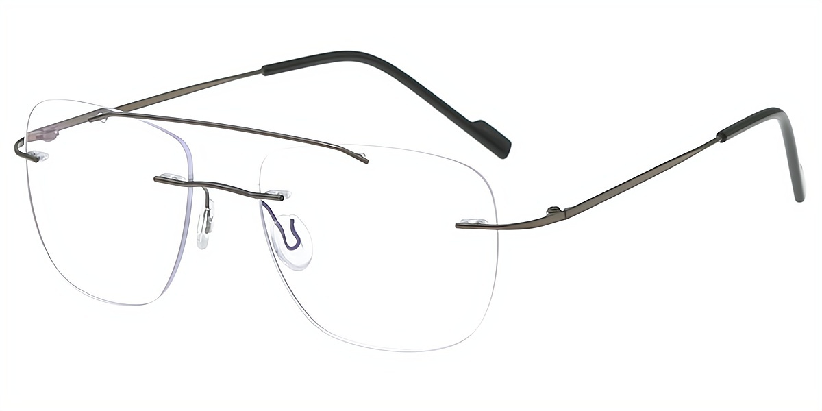 Gray Aviator Classic Metal Eyeglasses