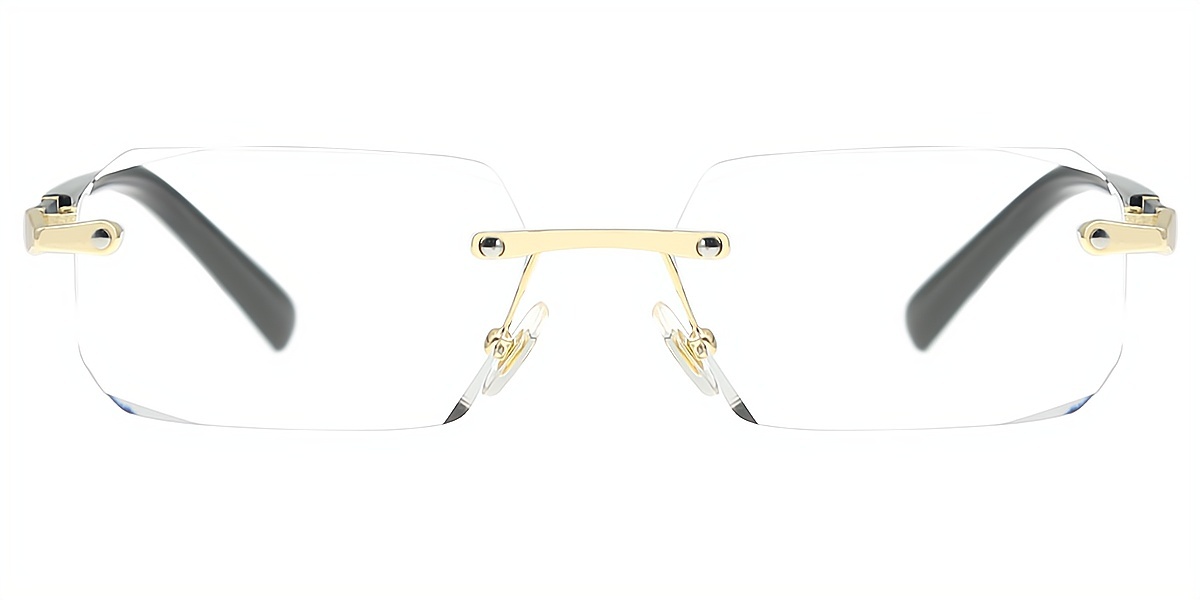 Black Golden Rectangle Classic Mixed Materials Eyeglasses