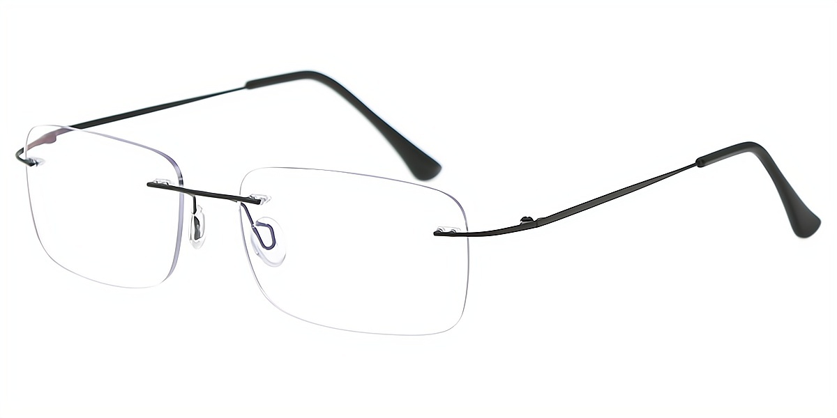 Black Oval Simple Metal Eyeglasses