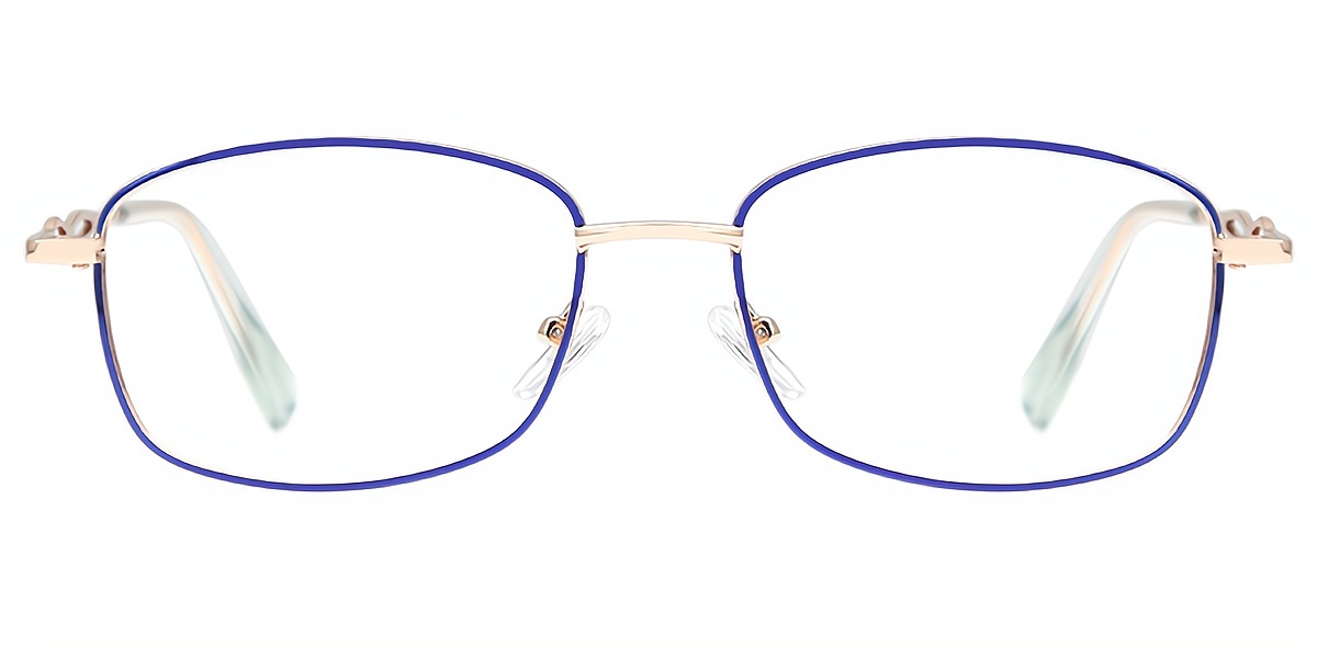 Blue Oval Simple Metal Eyeglasses