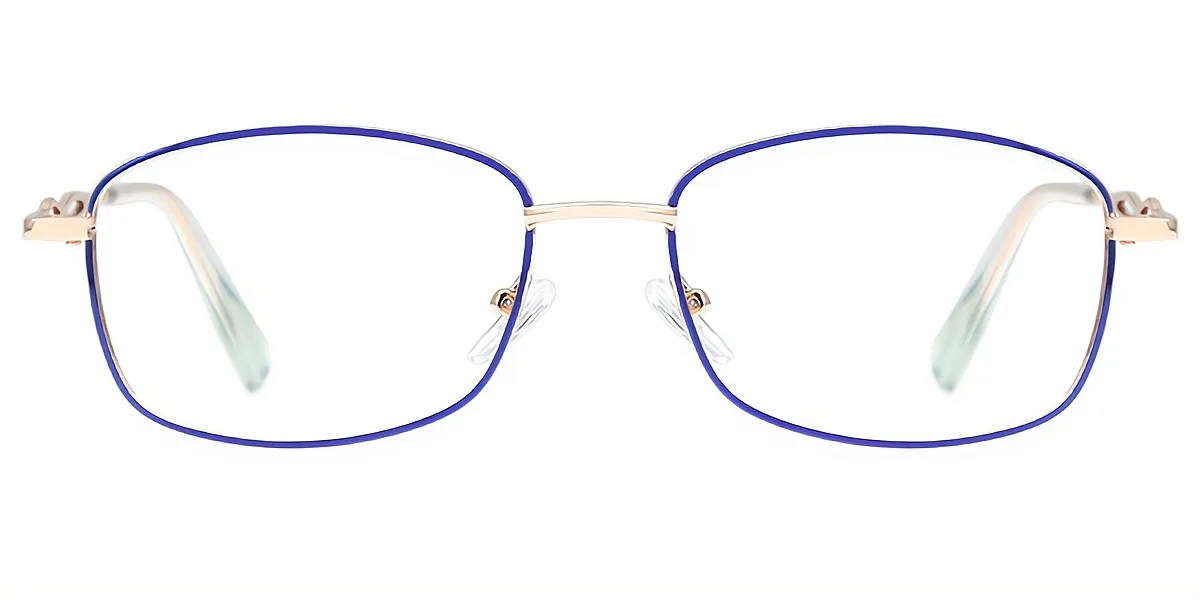 Blue Oval Simple Metal Eyeglasses