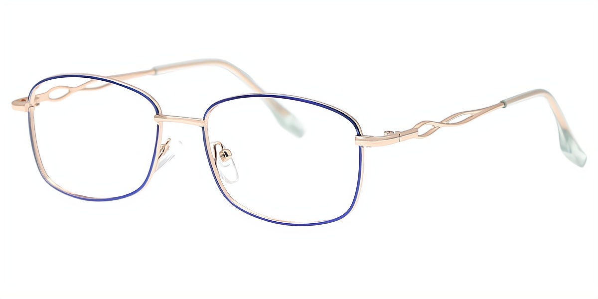 Blue Oval Simple Metal Eyeglasses