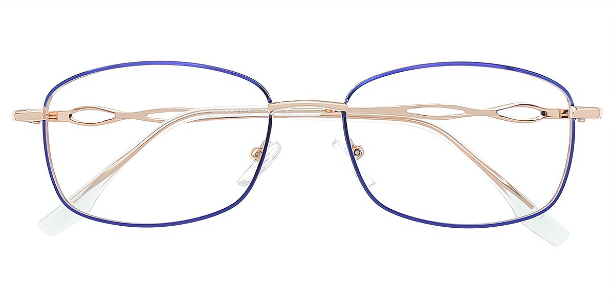 Blue Oval Simple Metal Eyeglasses