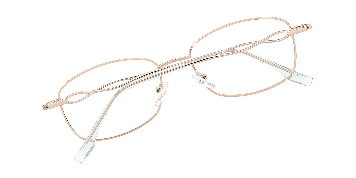 Blue Oval Simple Metal Eyeglasses