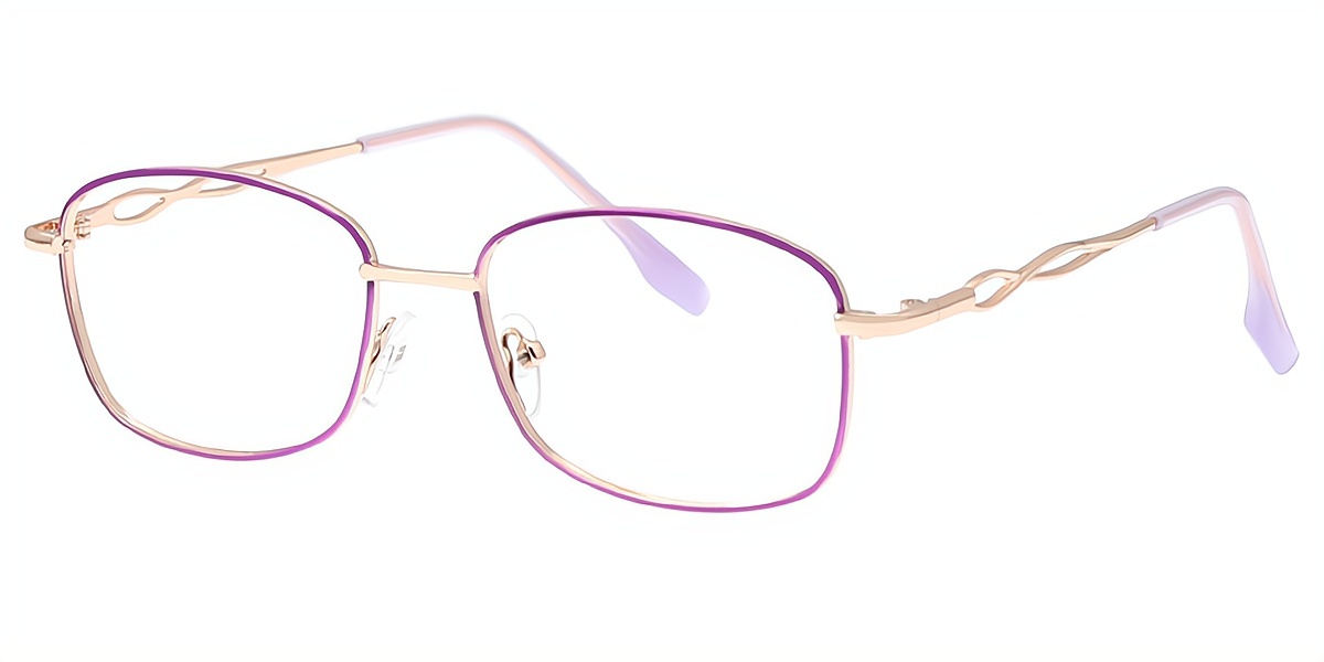 Purple Oval Simple Metal Eyeglasses