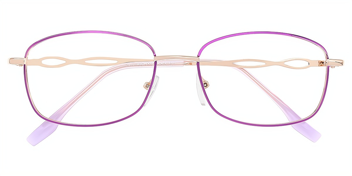 Purple Oval Simple Metal Eyeglasses