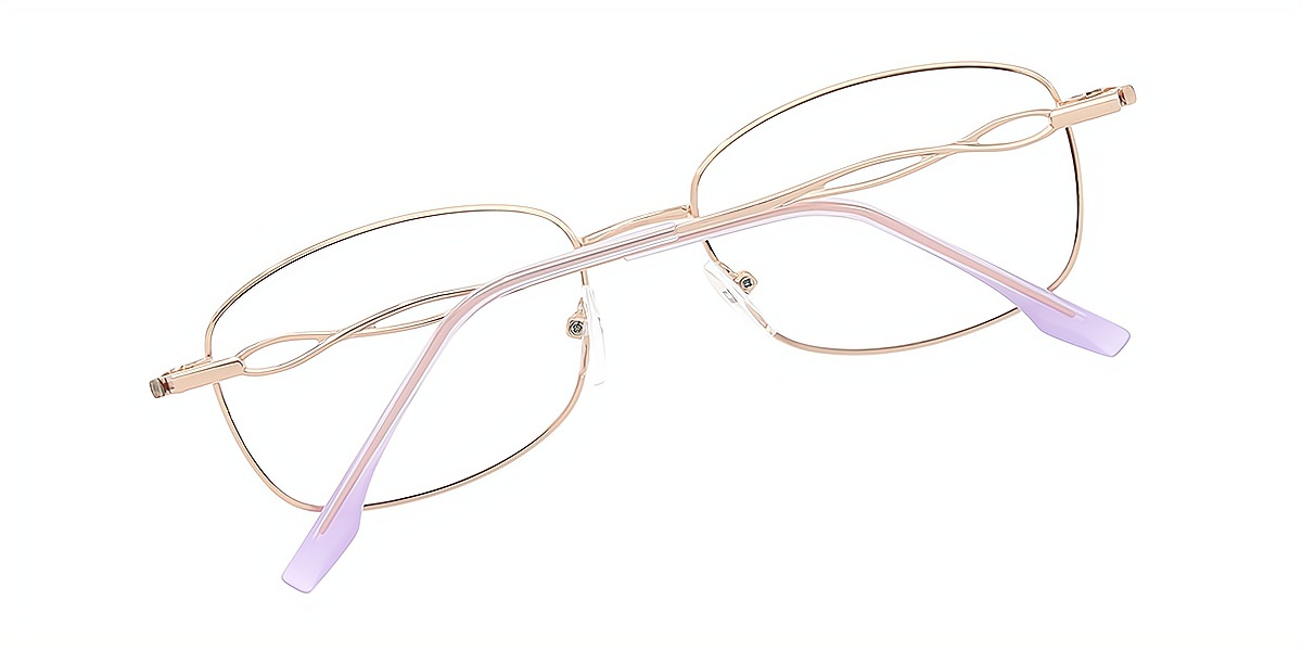 Purple Oval Simple Metal Eyeglasses