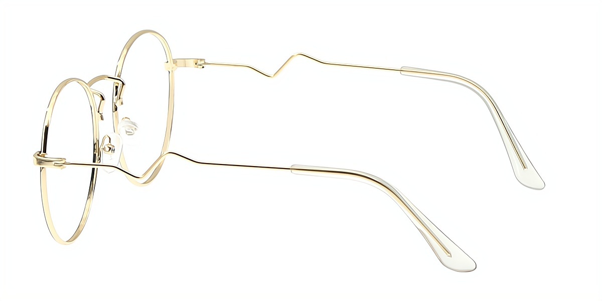 Black Golden Round Simple Metal Eyeglasses