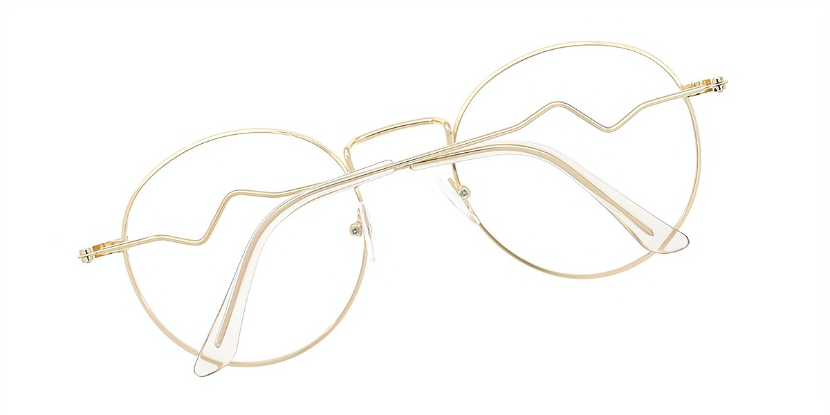 Black Golden Round Simple Metal Eyeglasses