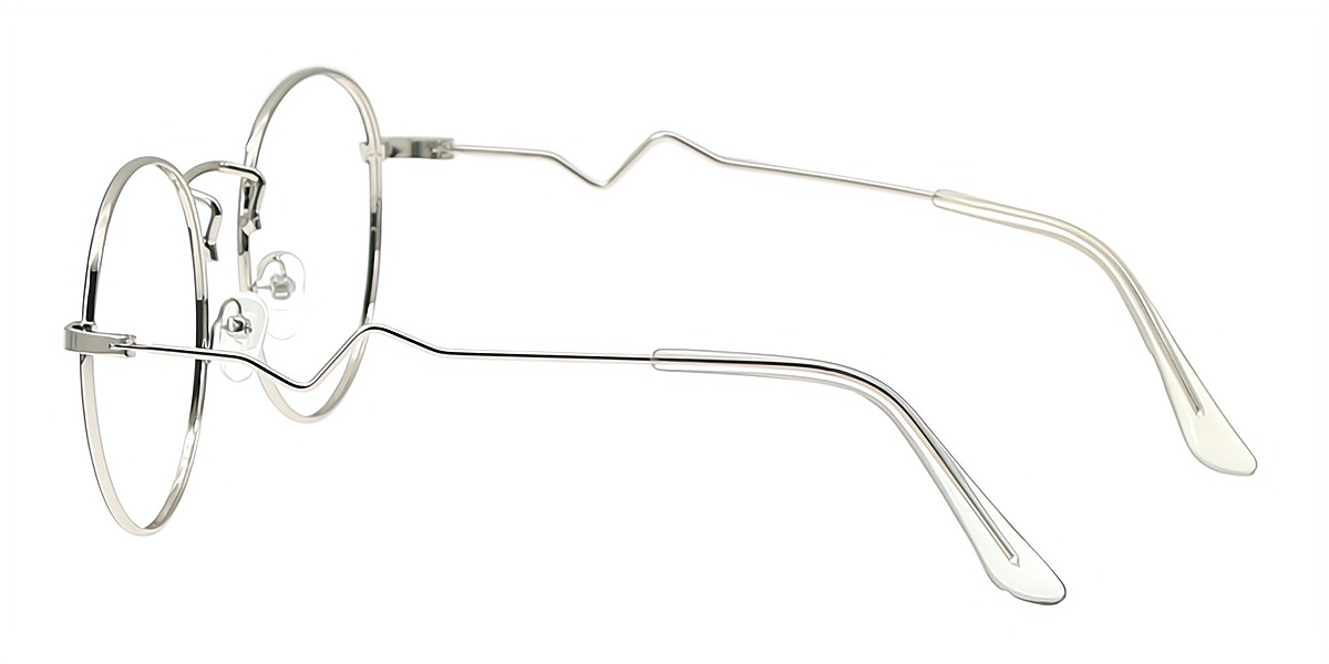 Black Silver Round Simple Metal Eyeglasses