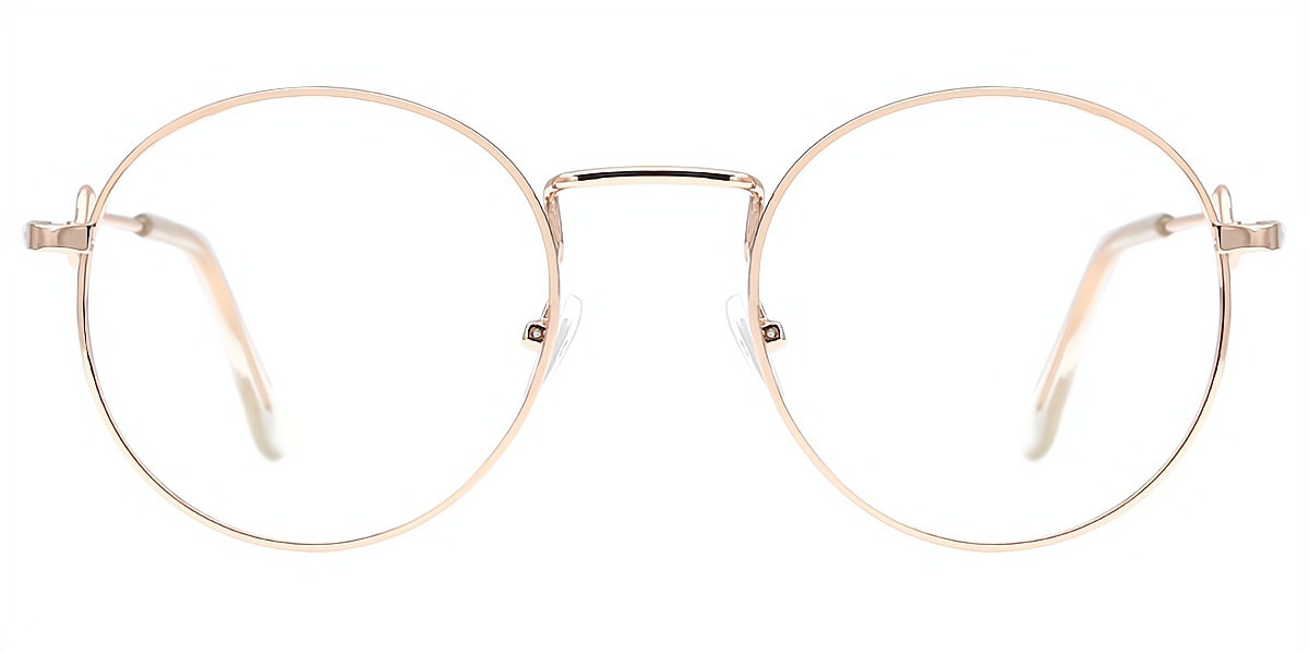 Pink Round Simple Metal Eyeglasses