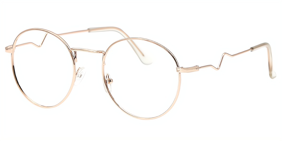 Pink Round Simple Metal Eyeglasses